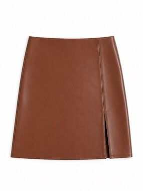 NWOT SHEIN Faux Leather Cognac Chestnut Brown Mini Skirt